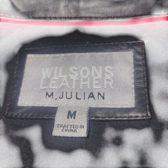 WILSON'S M JULIAN Vintage rock- inspired Distressed Leather Jacket Skull Studs - Picture 9 of 9